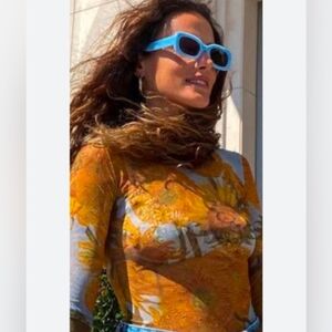 Zara Van Gogh Sunflower Mesh Bodysuit
